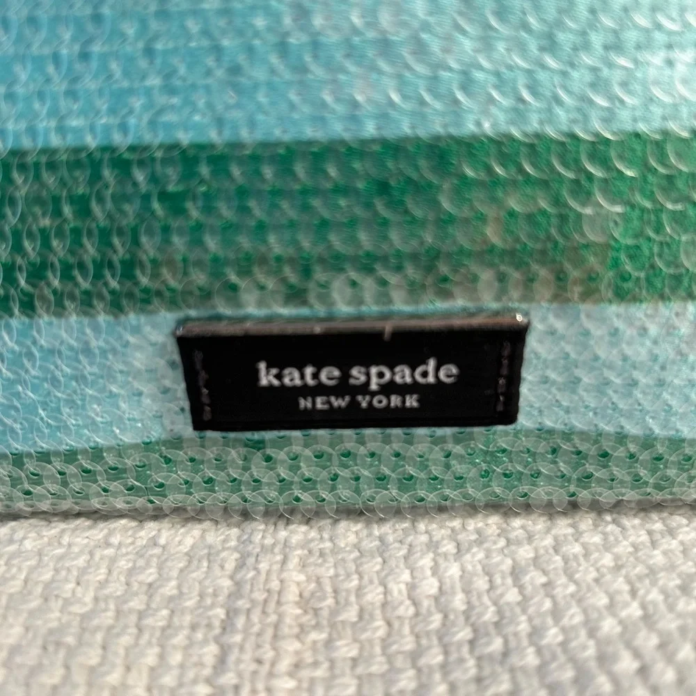Kate Spade Green Striped Sequined Clutch/Wristlet - Picture 5 of 9